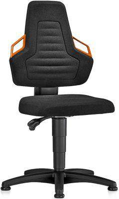 Arbeitsdrehstuhl, Gleiter, Stoff schwarz, Griffe orange