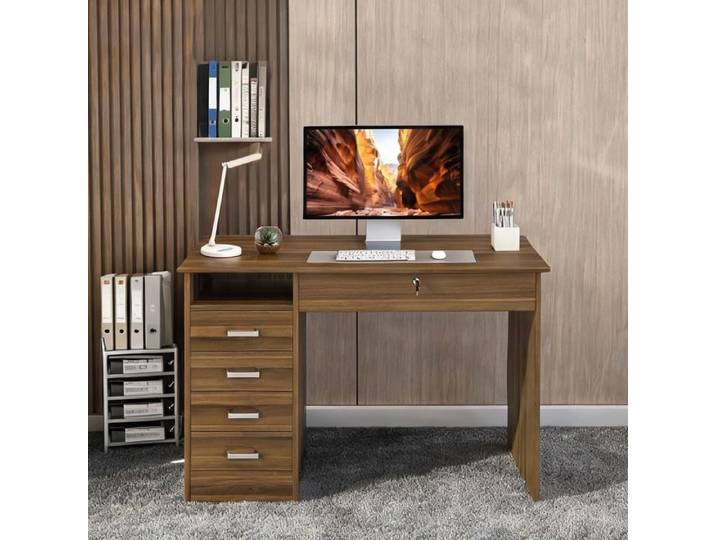Avec 5 tiroirs et rangement and noyer foncé Office Desks with 43.3 x 19.7 x 29.9 in
