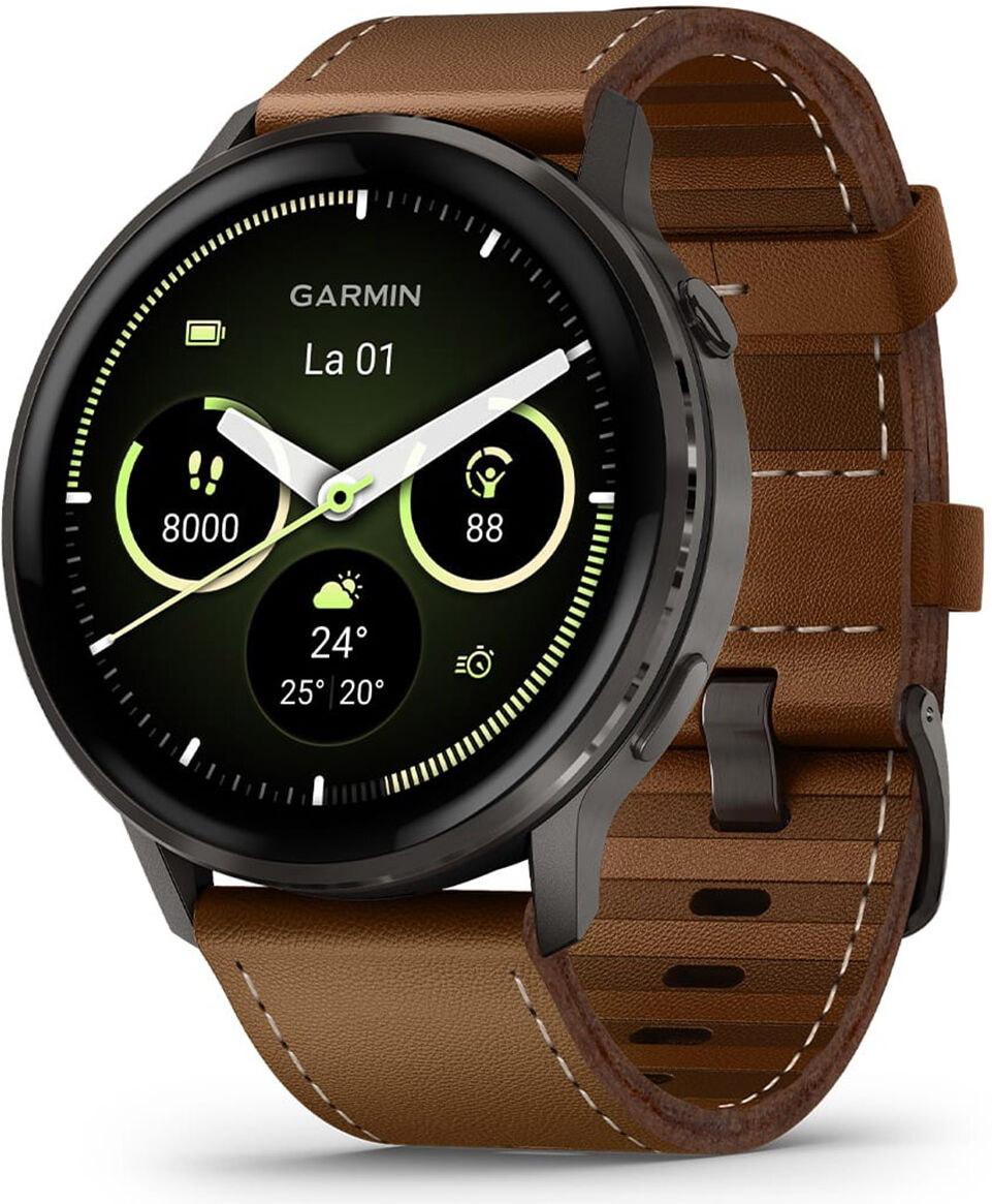 Garmin Venu 4 45mm Slate with Black Silicone Band and Brown Leather Band 010-03014-03