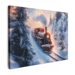 LEINWANDBILD Weihnachtszug - Schnee - Winter - Weihnachten Wandbilder 80x60 cm