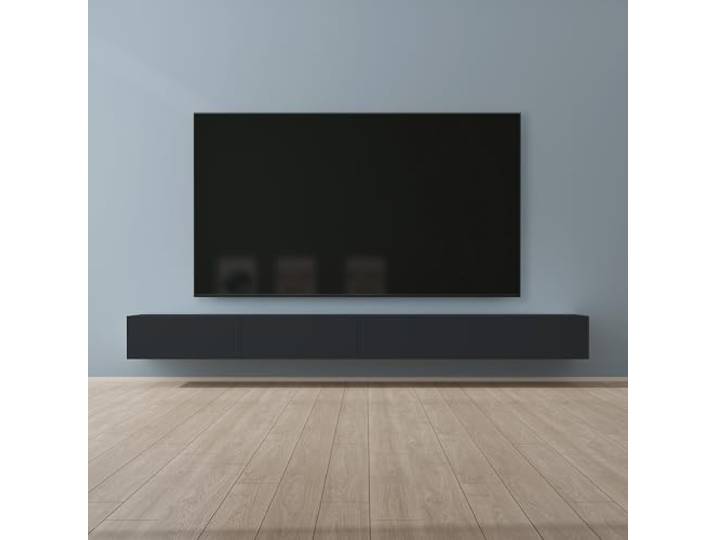 Mai & Mai Fernsehschrank Hängend TV Lowboard hängend mit Gasdruckfedern TV Schrank mit Klappen, viel Stauraum, Wandmontage in Matt Anthrazit, Breite: 320 cm, Fernsehschrank02