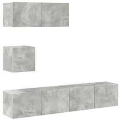 vidaXL 4-tlg. TV-Schrank-Set Betongrau Holzwerkstoff