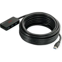 Roline USB-hubs / -switches (USB-A, 4 Ports), Dockingstation + USB Hub, Schwarz