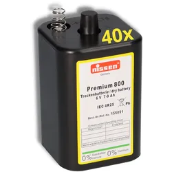 40x Nissen Premium 800 4R25 Batterie 6V 7–9Ah – passend für Nissen Warnleuchten, Baken- & Baustellenlampen