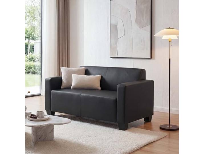 Mendler 2er Sofa Couch Lyon Kunstleder - schwarz