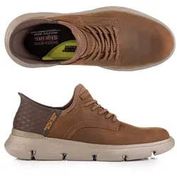 SKECHERS Herren-Slipper Glattleder elastische Schnürung Hands Free Slip-Ins®
