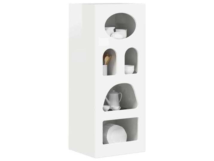 KTHLBRH Anrichte rechteckig weiß glänzend 40 x 35 x 100,5 cm Technisches Holz, Ablage, minimalistisches Design, für Esszimmer