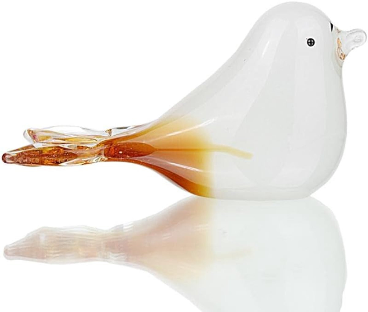 Handgeblazen Glazen Vogel Sculptuur - Transparant - Hoogte: 15,5 cm