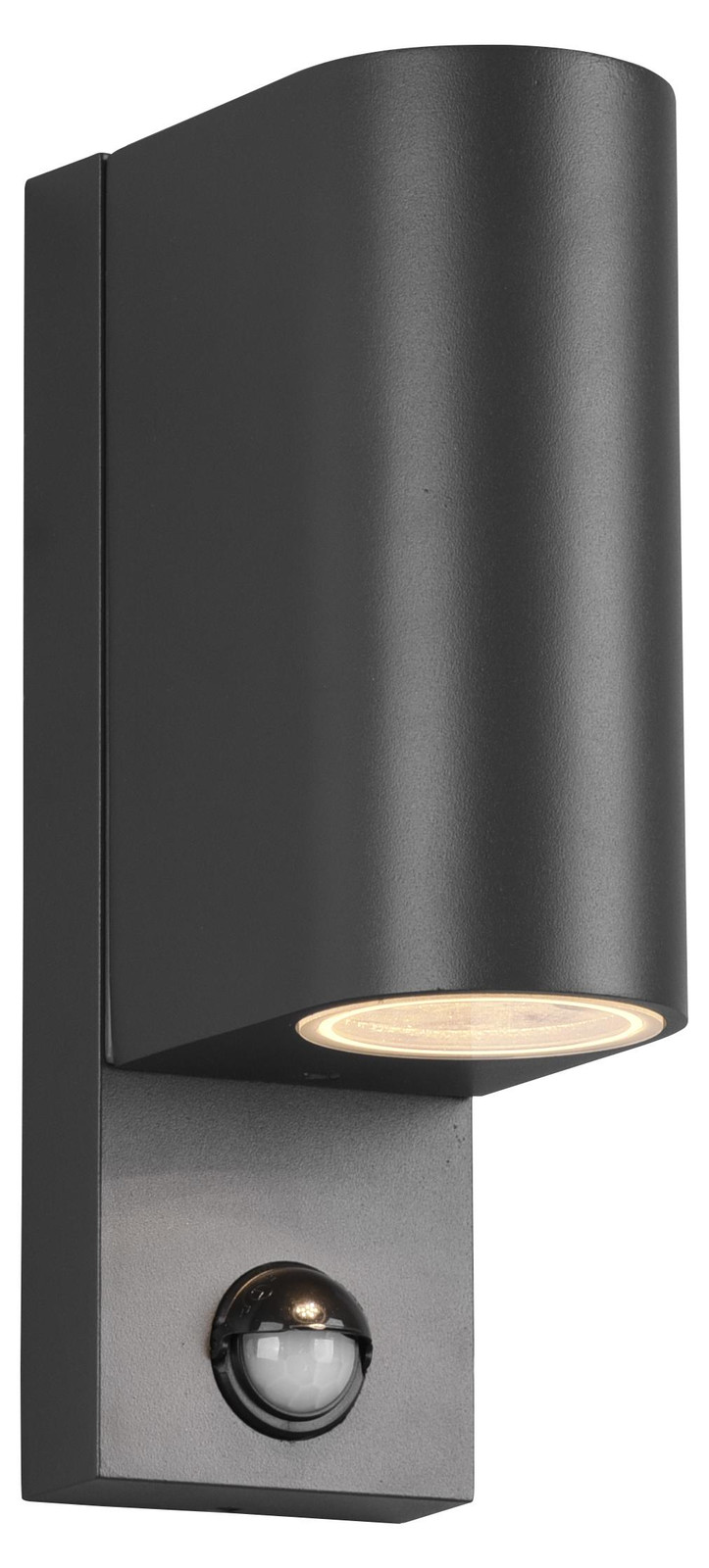Trio Roya moderne outdoor wandlamp met bewegingssensor, zwart, aluminium