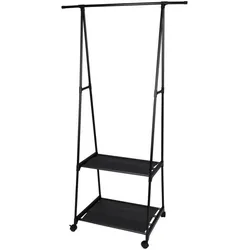 Storage Solutions, Garderobe + Kleiderstange, Kleiderbügel mit Schuhschrank – Metall – 55 bis 88 x 45 x 157 cm – Schwarz