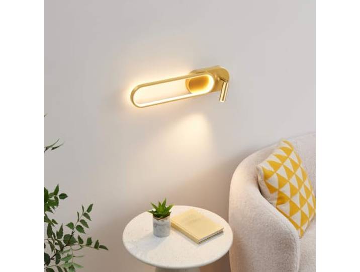 Applique liseuse LED Jena laiton double interrupteur LED intégrées\, finition laiton\, liseuse pivotante\, 2 interrupteurs indépendants\, idéale en tête de lit
