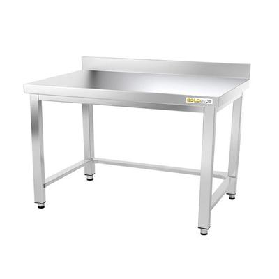 Arbeitstisch aus Edelstahl mit Unterbau 1200 x 600 mm und PREMIUM-Verstärkung / GOLDINOX. GOLDINOX