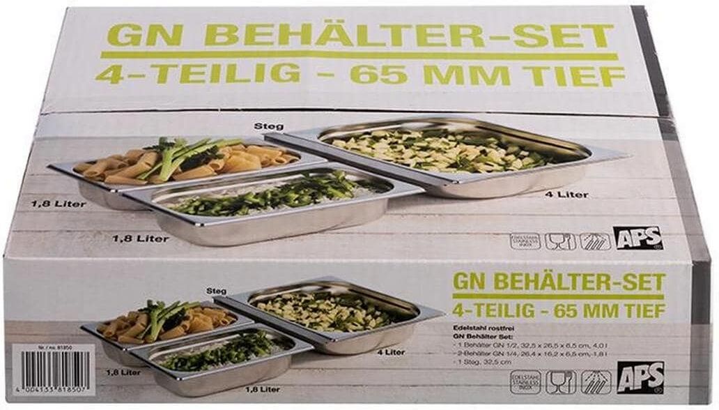Aufbewahrungssystem APS "Maria", silber (silberfarben), B:32,5cm H:26,5cm, Edelstahl, Lebensmittelaufbewahrungsbehälter, Aufbewahrungssystem, Aufbewahrungsbox, zum Transport, Anrichten und Lagern von Speisen silberfarben B/H/L: 32,5cm x 26,5cm
