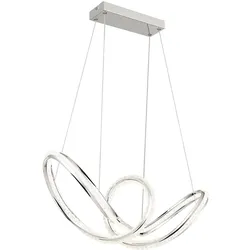 LED Hängeleuchte Hängelampe Esszimmerlampe Dimmbar Aluminium verchromt H 120 cm