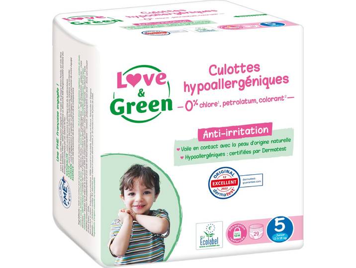 LOVE &amp; GREEN Couches-Culottes Taille 5 12-18kg Hypoallergéniques x 29