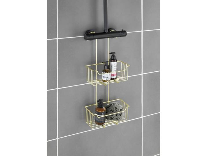 étagère douche Milo Panier : acier inoxydable, galvanisé Embouts : PET Doré/Doré 55cm