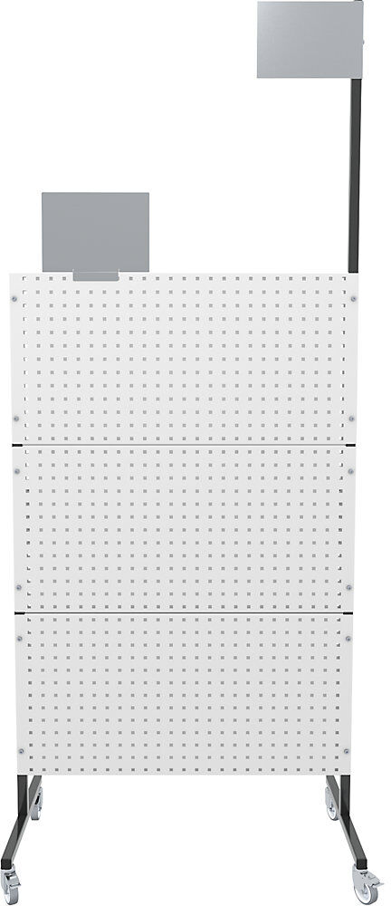 Organisations-Stellwand, mobil, 3 Lochbleche, 3 Glattbleche, 4 Lenkrollen eurokraft pro