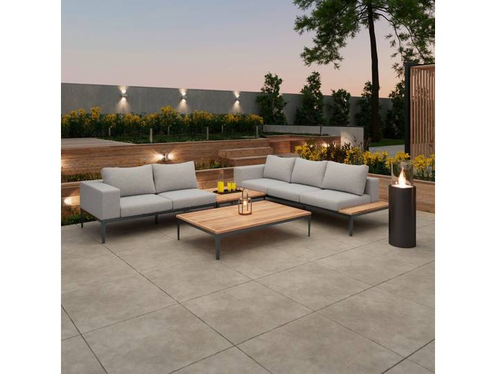 Gartenlounge 248/62,5/90 cm Holz, Metall, Textil
