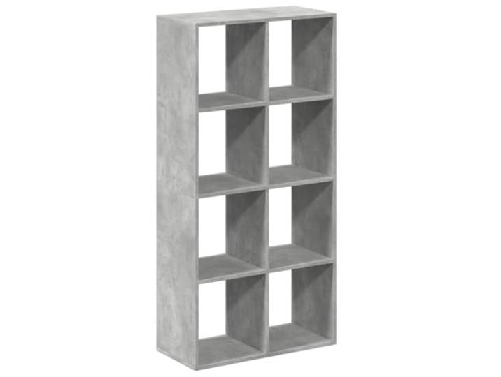Raumteiler, Holz, Betongrau, 69,5 x 29 x 137,5 cm 8 Würfelfächer, freistehend, Wandbefestigung im Lieferumfang enthalten, einfache Reinigung