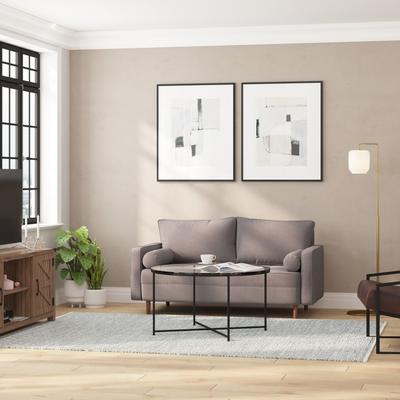 Taylor Compact Upholstered Tufted Loveseat with Wooden Legs