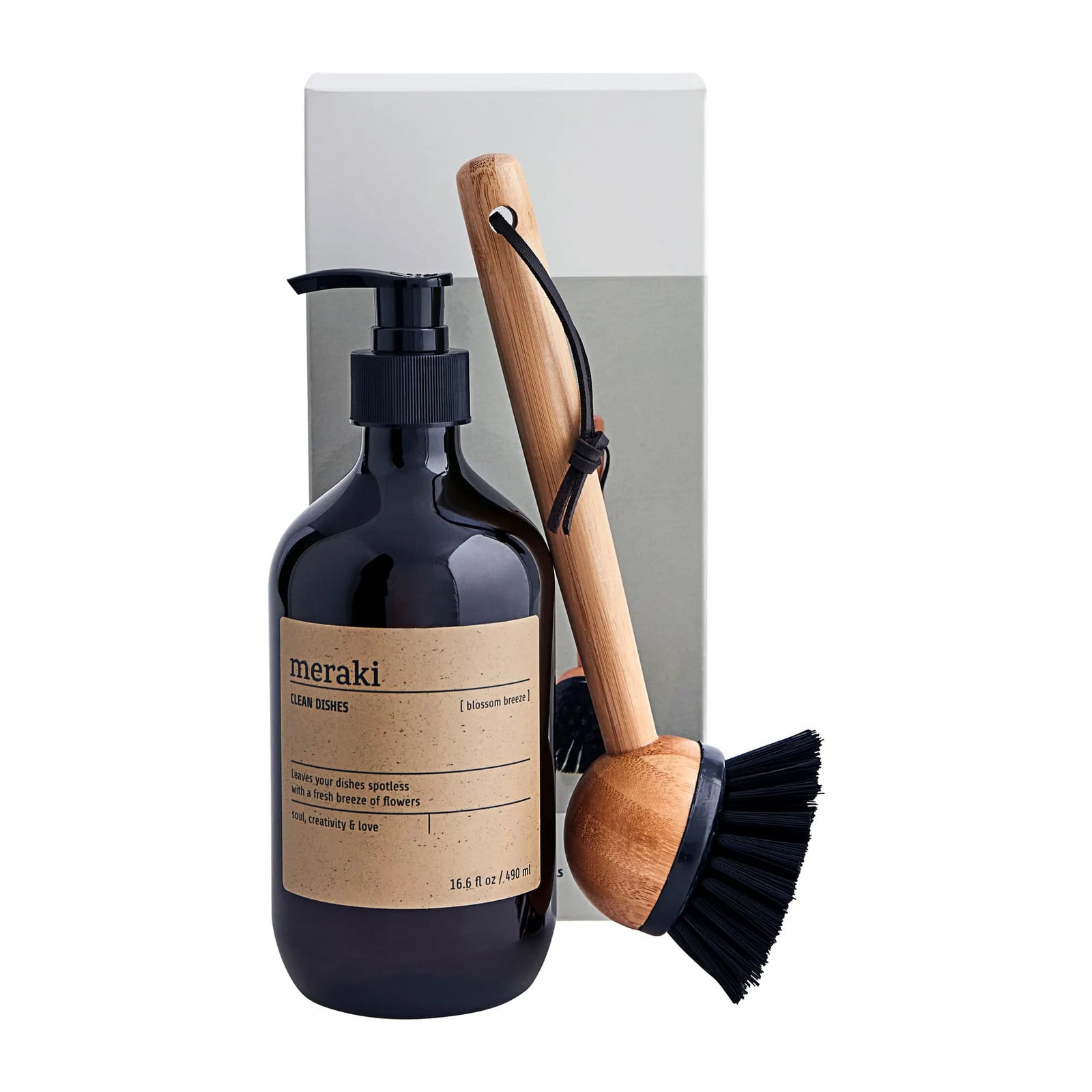 Meraki Geschenkset Afwasmiddel en Afwasborstel Blossom Breeze Black