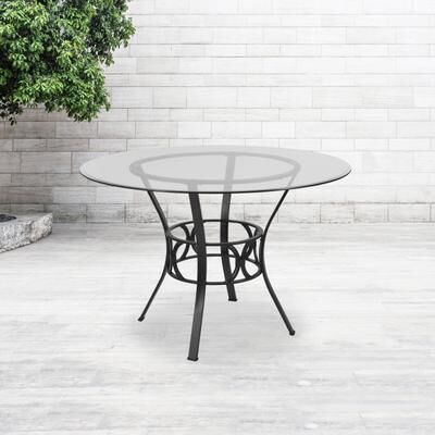 Flash Furniture 45'' Round Glass Dining Table with Crescent Style Metal Frame