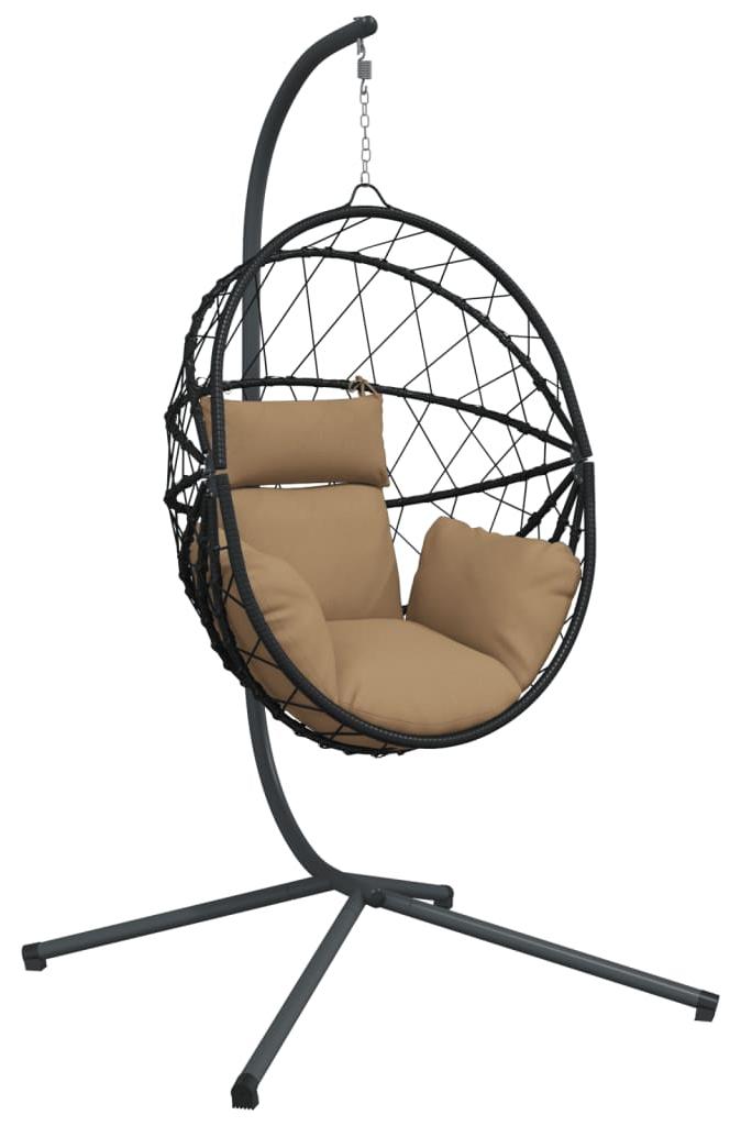 Hängestuhl - Hängematte - Schaukelstuhl - Gartenstuhl - Sitzsack - Taubengrau - Rattan und Stahlrahmen