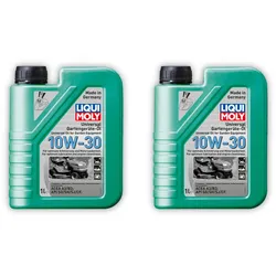 2x Rasenmäheröl LIQUI MOLY 1273 Gartengeräte-Öl 10W-30 Motoröl Rasenmäher Öl 1L