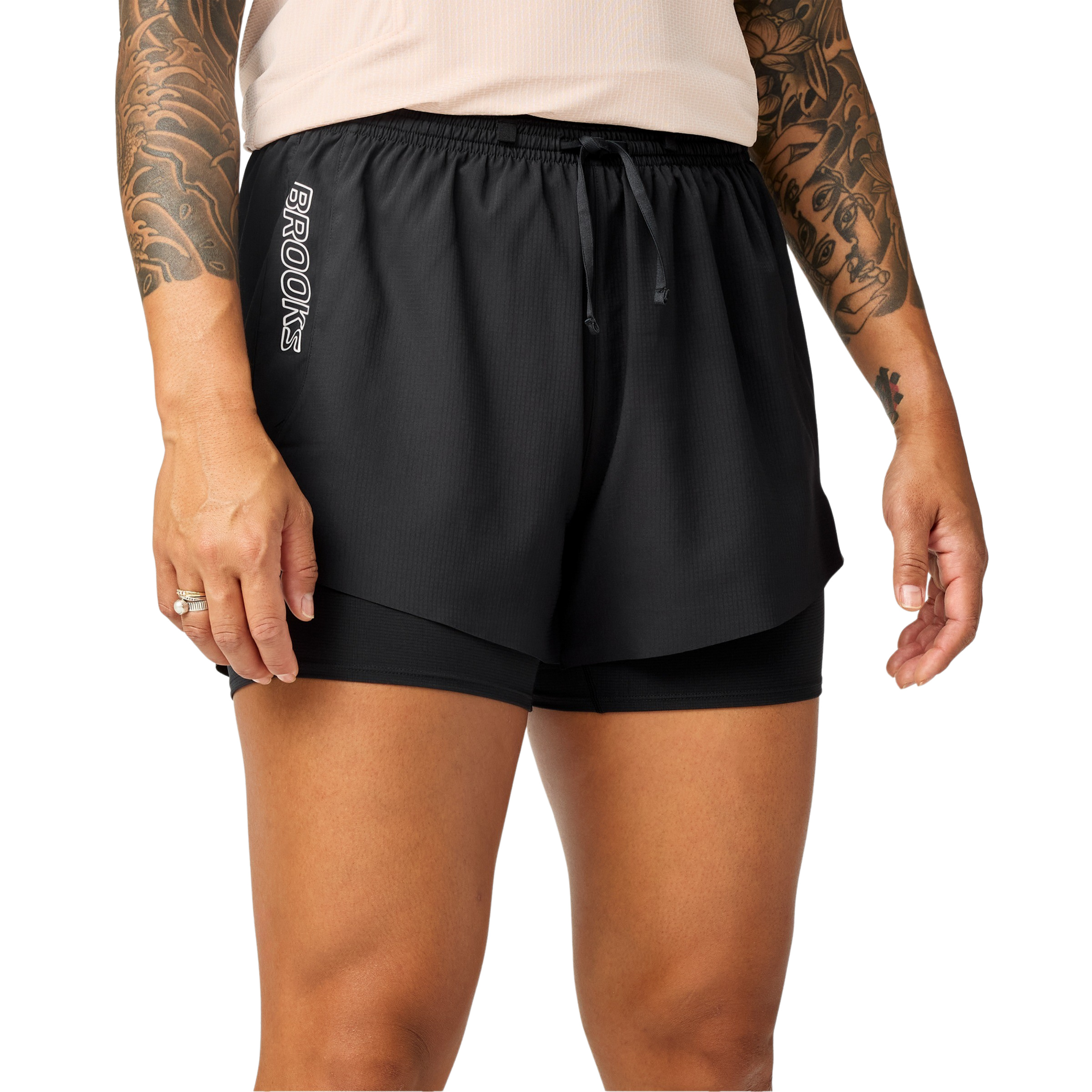 Brooks Cascadia 2-in-1 Damen Laufhose schwarz Größe S Trailrunning Geruchsneutralisierend