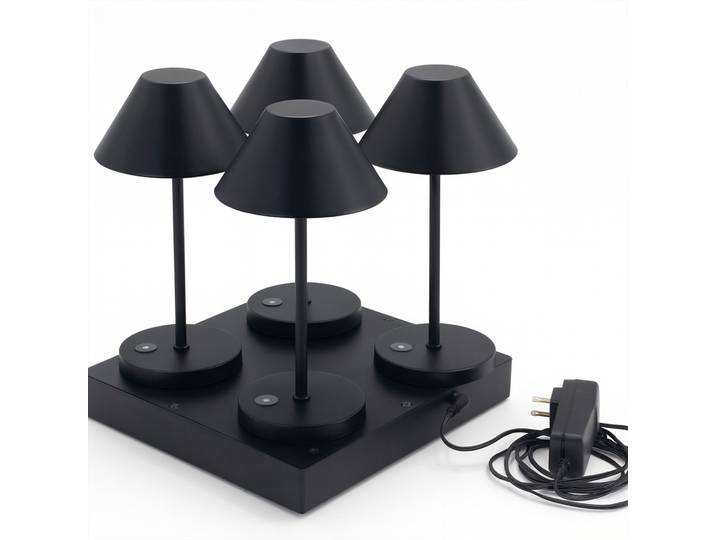 4 Lampes De Table Naomi H26cm + Base De Chargement