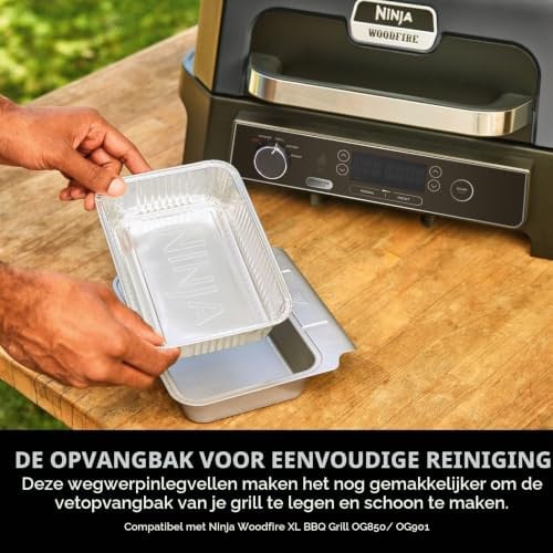 Ninja Woodfire Large Grease Tray Liners, 10 stuks, zwart, wegwerpfolie, compatibel met Ninja Woodfire XL BBQ Grill OG850 / OG901