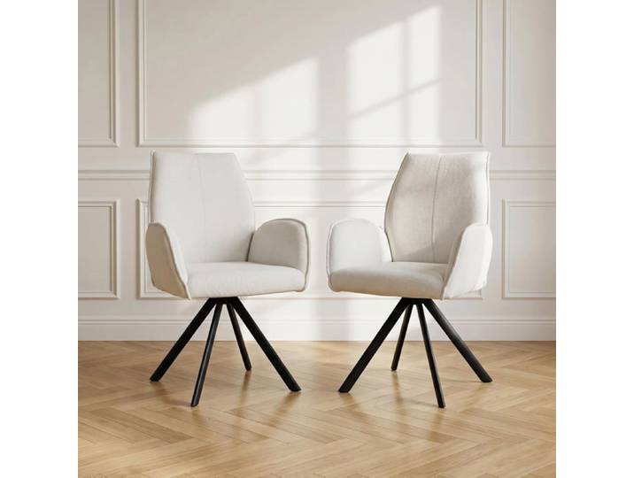 jiexi Chaise de Bureau sans roulettes Fauteuil Pivotant à 360 ° Chaise Large Moderne Chaise de Bureau à Domicile (2pcs)