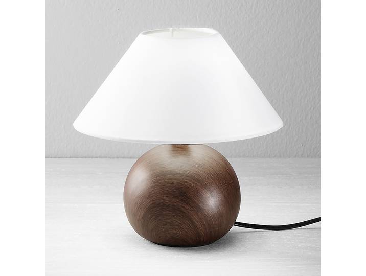 Tischleuchte Rovere Ø 23cm Braun/Weiß Baumwollstoff E14