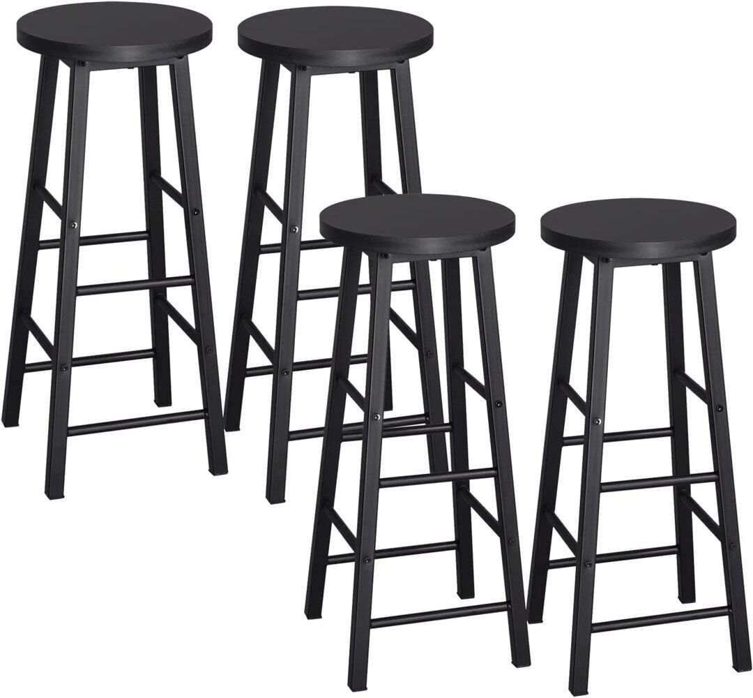George Oliver Yes Upholstered Bar Stool with Steel Frame Black 4