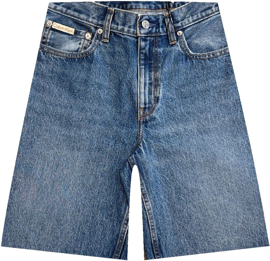Shorts CALVIN KLEIN JEANS "HI RISE A-LINE SHORT BLUE CAROLI", Damen, Gr. 27, N-Gr, blau (blau caroline), Denim/Jeans, Obermaterial: 100% Baumwolle, unifarben, loose fit kniefrei, Hosen Shorts, High Rise, reine Baumwolle blau caroline 27, N-Gr