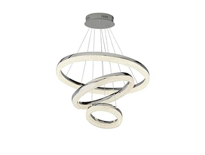 Searchlight Circle LED-Deckenleuchte mit 3 Ringen, Chrom, Crushed Ice 4000K