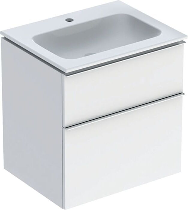 Geberit iCon Möbel-Waschtischset 502335012 60x63x48cm, weiß, weiß hochglänzend, Griff glanzverchromt