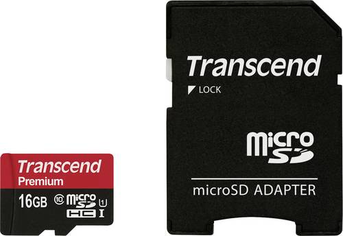 Transcend Premium microSDHC-Karte Retail 16 GB Class 10, UHS-I inkl. SD-Adapter