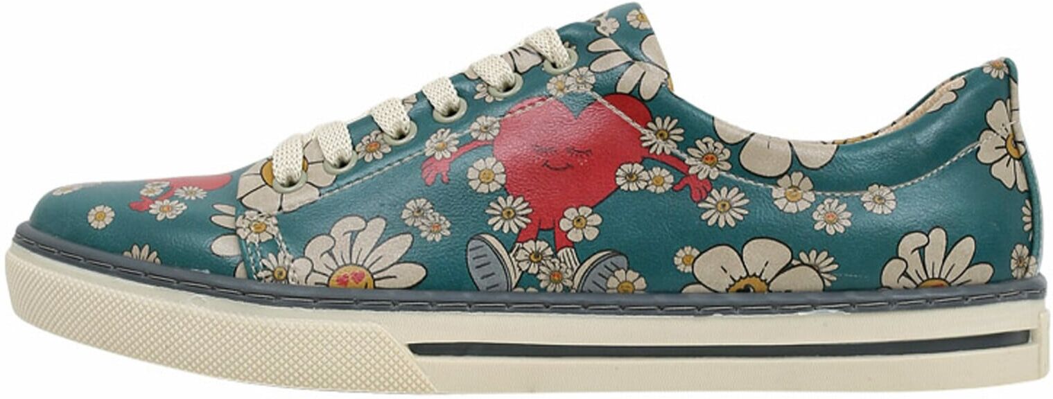 Sneaker DOGO "Classic Schnürsneaker Show Yourself More Love Damen Sneaker", Damen, Gr. 36, atmungsaktiv gefüttert ungefüttert, Normalschaft, blau, Lederimitat, Schuhe Sneaker, Handgefertigt