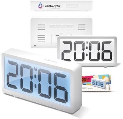 Pendulette Réveil Éclairant Personnalisée - Horloge de Bureau ABS blanc