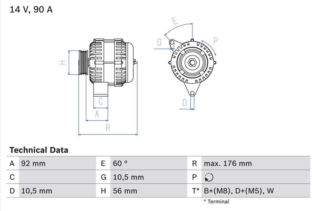 Drehstromgenerator BOSCH 0 986 038 170