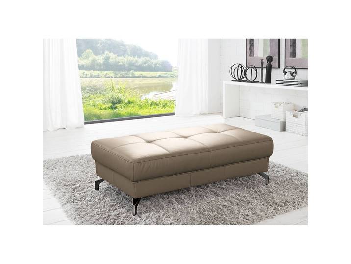 Polsterhocker Lascaux 131 x 87 x 67cm Grau Echtleder Pua: Havanna