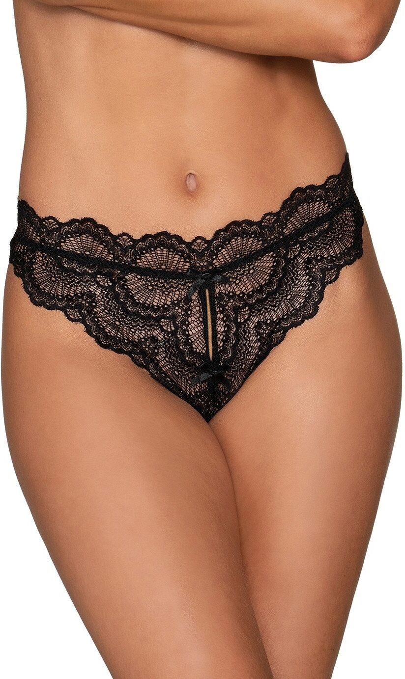 Dreamgirl Tanga noir ouvert à l'entrejambe - DG1468BLK