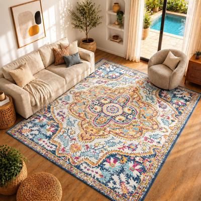 Teppich LIVABLISS "AMBATO", bunt (blau), B:200cm H:10mm L:275cm, Polypropylen, Teppiche, Teppich