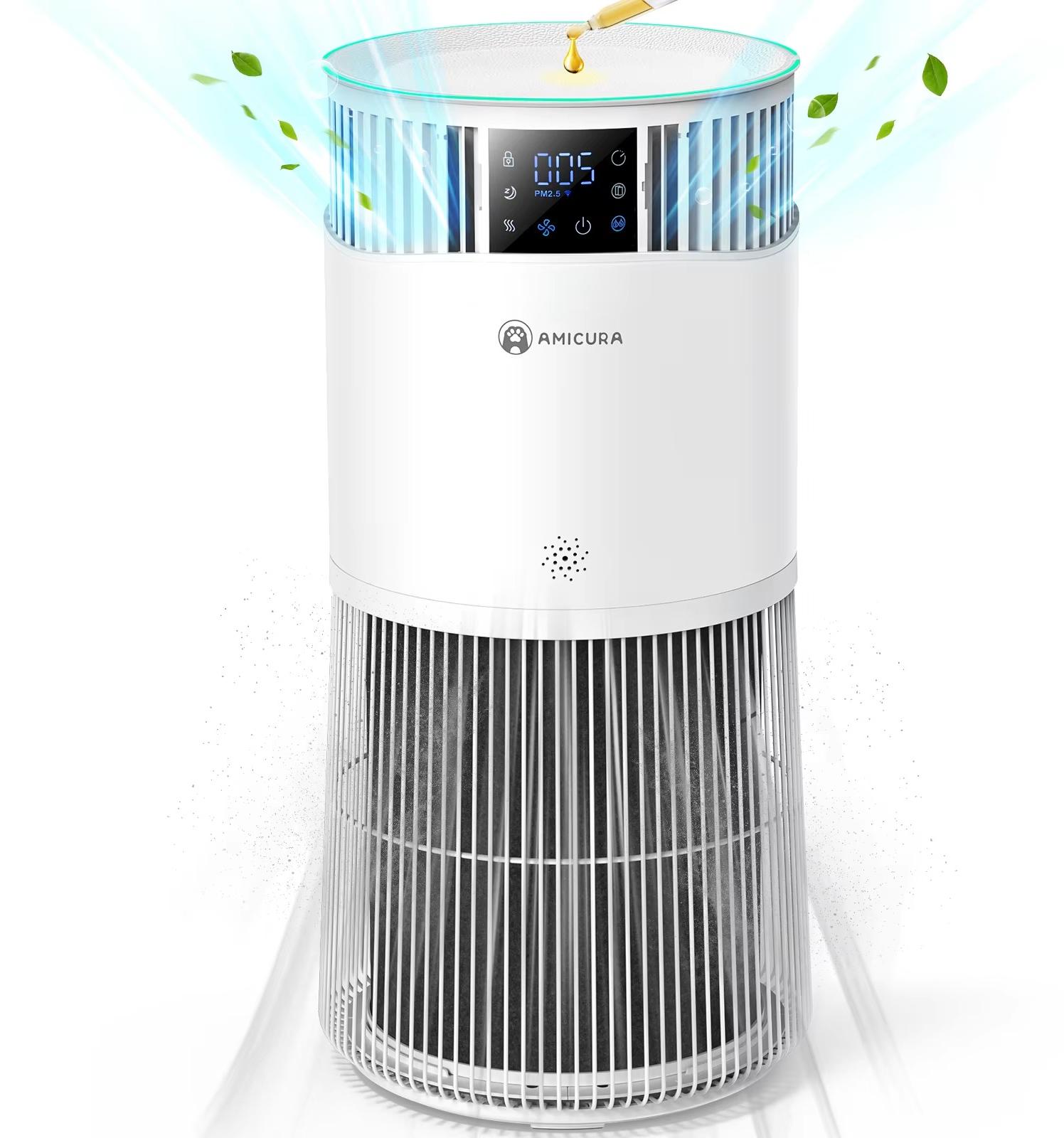 Luftreiniger - P2 - H13-HEPA-Filter - PM2,5- und Geruchsfilterung - ≤40 dB - Für bis zu 120 m² - Tragbar