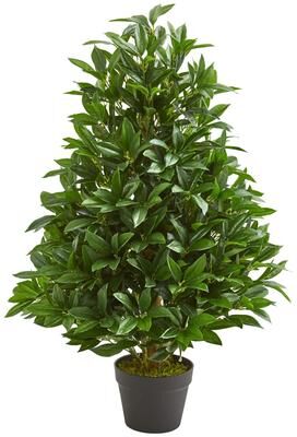 Nearly Natural 3' Bay Leaf Artificial Topiary Tree UV Resistant (Indoor/Outdoor) - Green