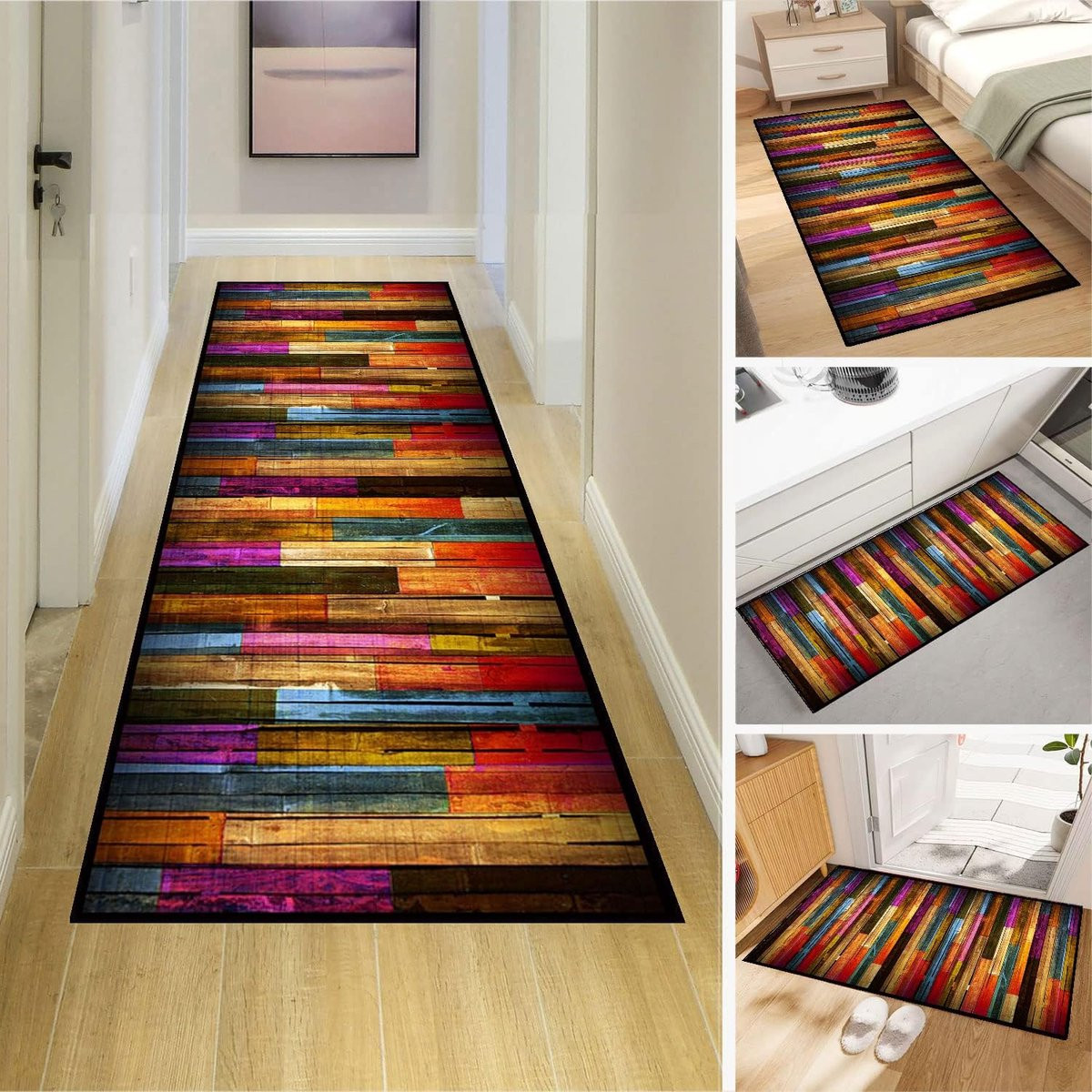 Kleurrijk gangkleed van zacht kristalfluweel en viscose, B/D: 80 x 160 cm