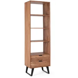 Regal Isar aus Akazienholz, klassisch mit handgefertigten Schnitzereien, natur, 58 cm breit