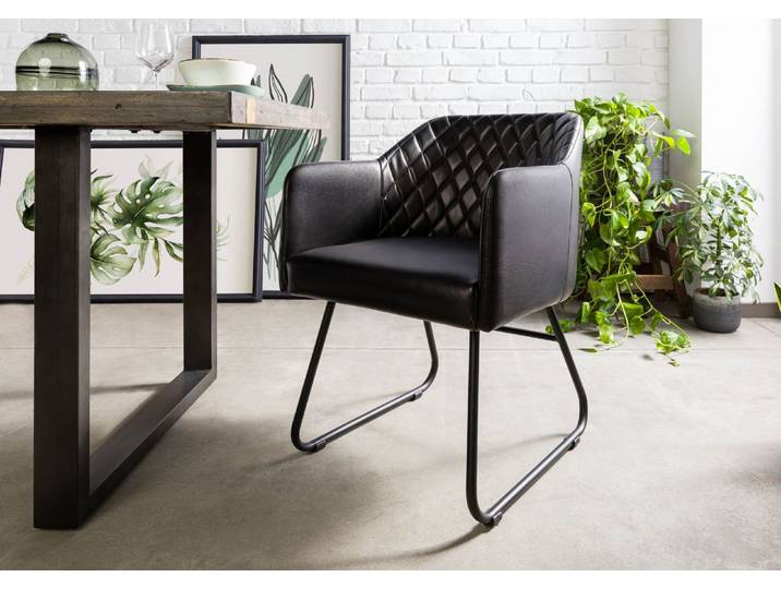 Stuhl Echtleder 55x59x76 schwarz IRON LABEL #17
