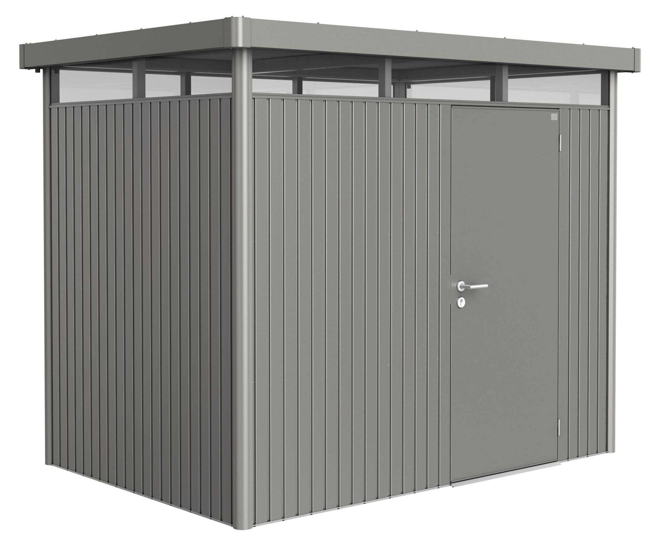 Biohort Highline, Metallschuppen, Einzelbild, Flachdach, Grau, Metall, Grau